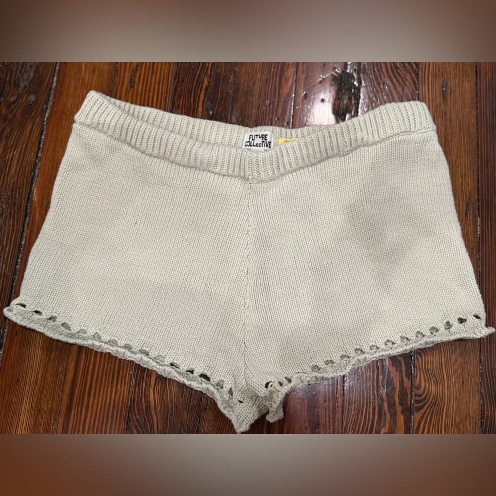 Womens Future Collective Knit Crochet Shorts - XL - Sea Green